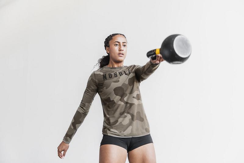 Olive Nobull WoTee (CAMO) Women's Long Sleeve | CA R2204V